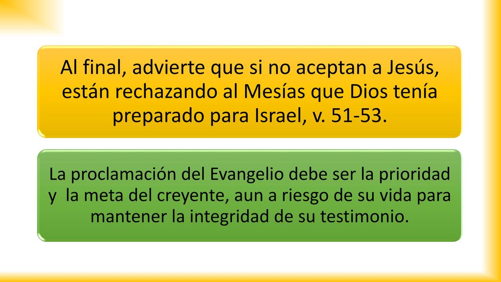 Al final, advierte que si no aceptan a Jesús, están rechazando al Mesías que Dios tenía preparado para Israel, v
