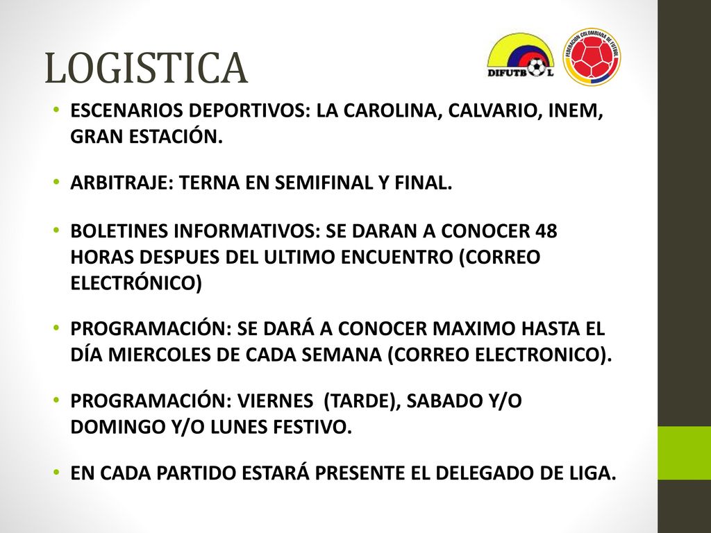 LOGISTICA ESCENARIOS DEPORTIVOS: LA CAROLINA, CALVARIO, INEM, GRAN ESTACIÓN. ARBITRAJE: TERNA EN SEMIFINAL Y FINAL.