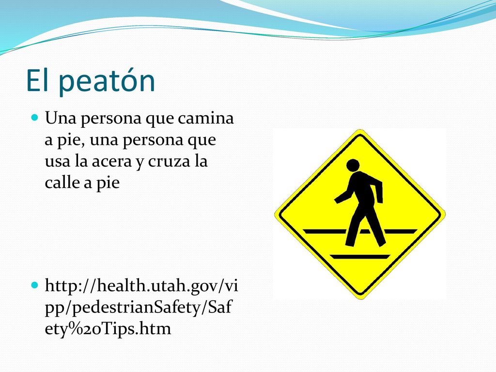 El peatón Una persona que camina a pie, una persona que usa la acera y cruza la calle a pie.