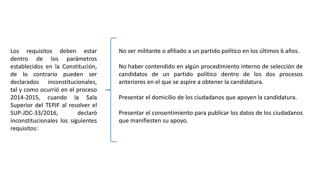 No ser militante o afiliado a un partido político en los últimos 6 años.