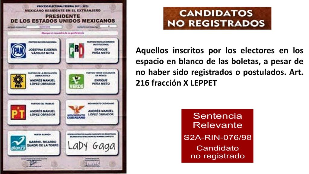 Aquellos inscritos por los electores en los espacio en blanco de las boletas, a pesar de no haber sido registrados o postulados.