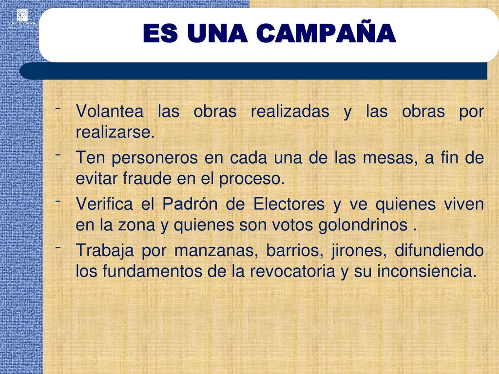 ES UNA CAMPAÑA Volantea las obras realizadas y las obras por realizarse.