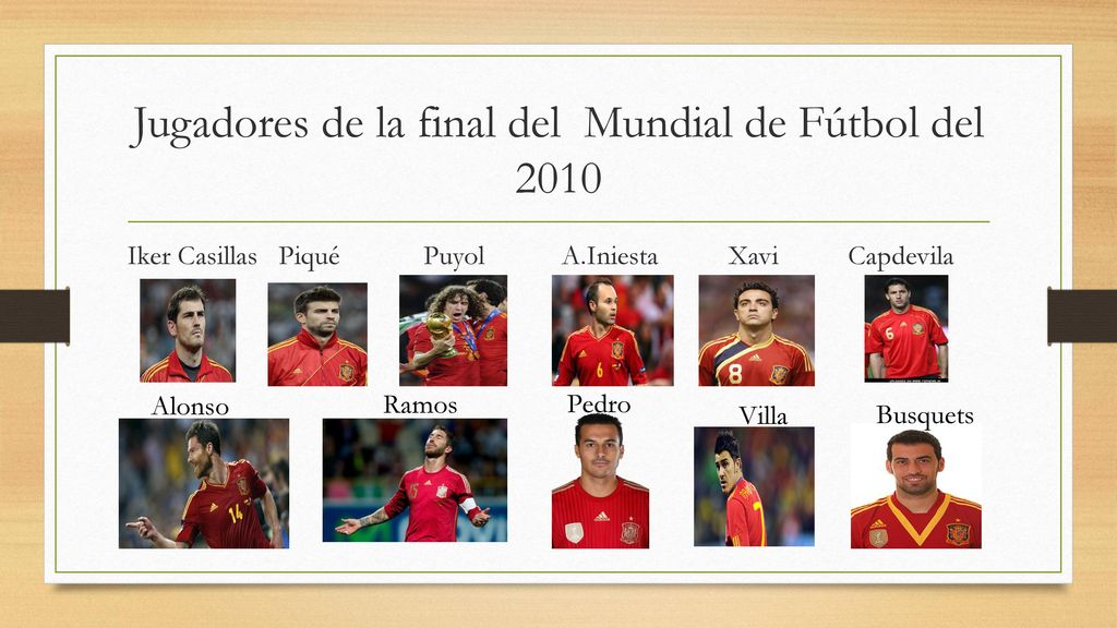 Jugadores de la final del Mundial de Fútbol del 2010