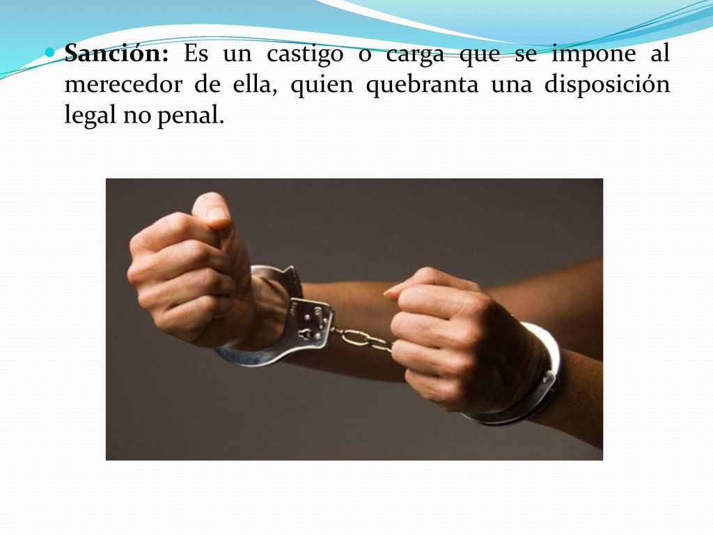 Sanción: Es un castigo o carga que se impone al merecedor de ella, quien quebranta una disposición legal no penal.
