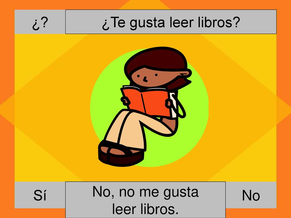 ¿ ¿Te gusta leer libros Sí No, no me gusta leer libros. Si, me gusta leer libros. No