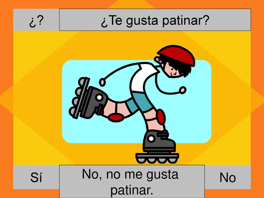 ¿ ¿Te gusta patinar Sí No, no me gusta patinar. Si, me gusta patinar. No