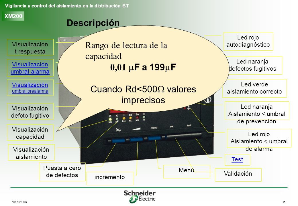 Rango de lectura de la capacidad 0,01 mF a 199mF