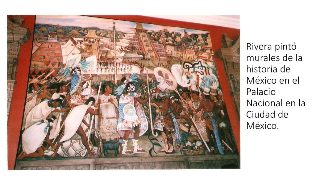 Rivera pintó murales de la historia de México en el Palacio Nacional en la Ciudad de México.