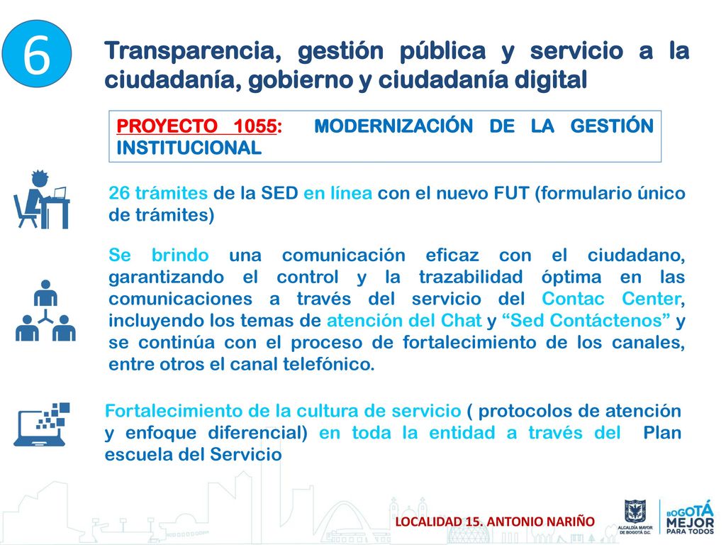 6 Transparencia, gestión pública y servicio a la ciudadanía, gobierno y ciudadanía digital.