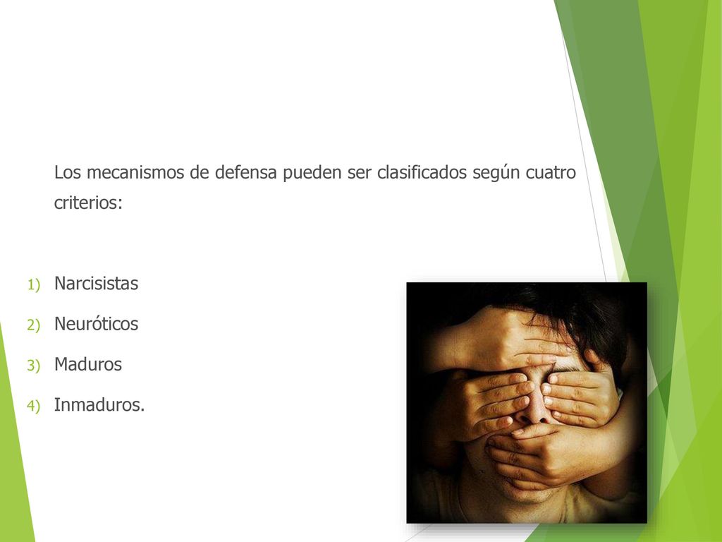 Los mecanismos de defensa pueden ser clasificados según cuatro criterios: