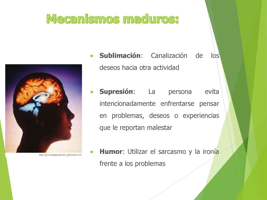 Mecanismos maduros: Sublimación: Canalización de los deseos hacia otra actividad.