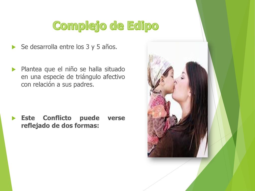 Complejo de Edipo Se desarrolla entre los 3 y 5 años.