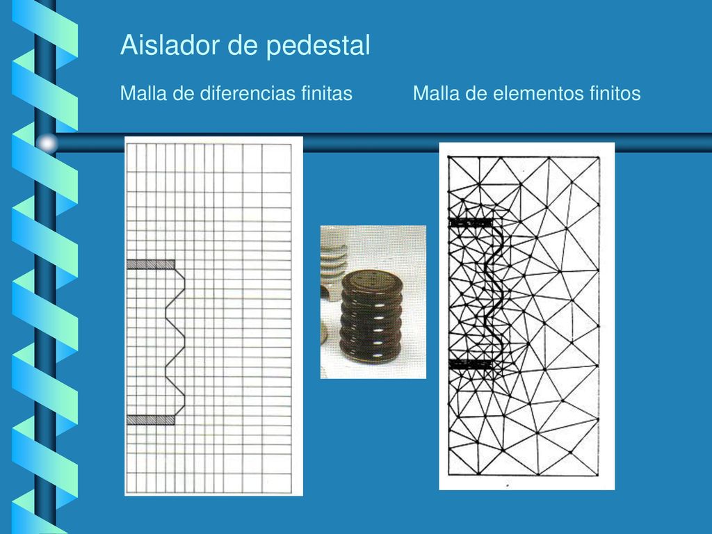 Aislador de pedestal Malla de diferencias finitas Malla de elementos finitos