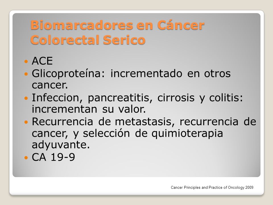Biomarcadores en Cáncer Colorectal Serico