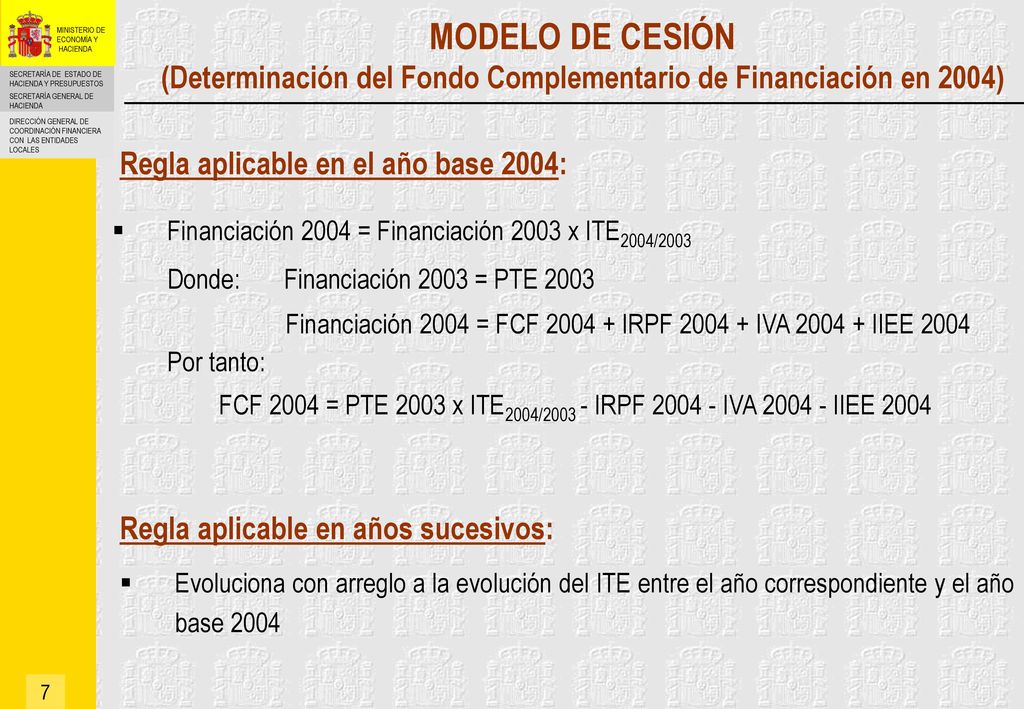 FCF 2004 = PTE 2003 x ITE2004/ IRPF IVA IIEE 2004