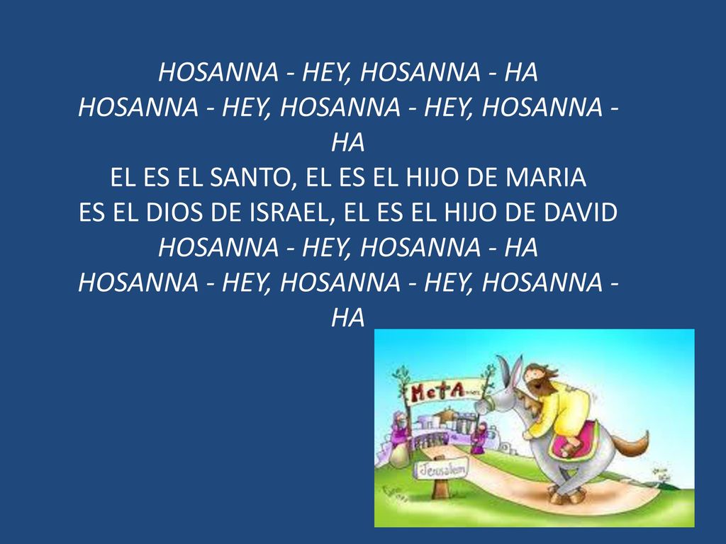 HOSANNA - HEY, HOSANNA - HA HOSANNA - HEY, HOSANNA - HEY, HOSANNA - HA EL ES EL SANTO, EL ES EL HIJO DE MARIA ES EL DIOS DE ISRAEL, EL ES EL HIJO DE DAVID HOSANNA - HEY, HOSANNA - HA HOSANNA - HEY, HOSANNA - HEY, HOSANNA - HA