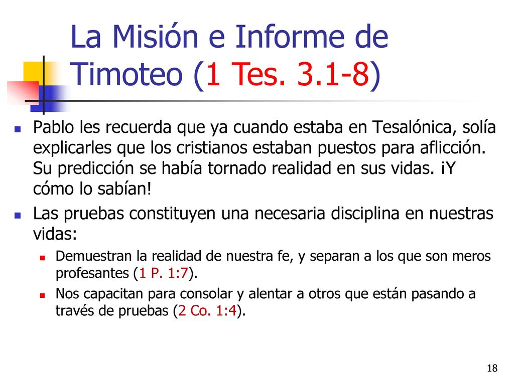 La Misión e Informe de Timoteo (1 Tes )