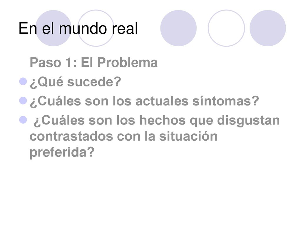 En el mundo real Paso 1: El Problema ¿Qué sucede