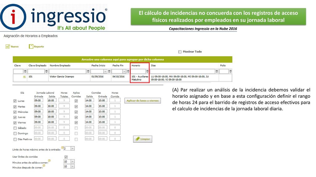 El cálculo de incidencias no concuerda con los registros de acceso físicos realizados por empleados en su jornada laboral
