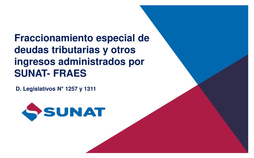 Fraccionamiento especial de deudas tributarias y otros ingresos administrados por SUNAT- FRAES