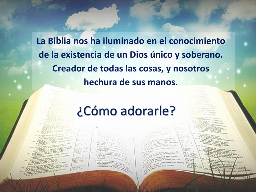 La Biblia nos ha iluminado en el conocimiento de la existencia de un Dios único y soberano. Creador de todas las cosas, y nosotros hechura de sus manos.