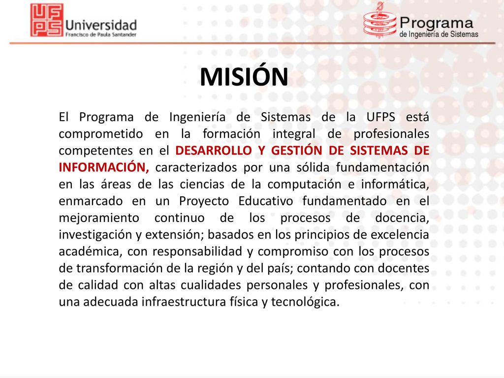 Informe Informe 2012 Mision El Programa De Ingenieria De Sistemas
