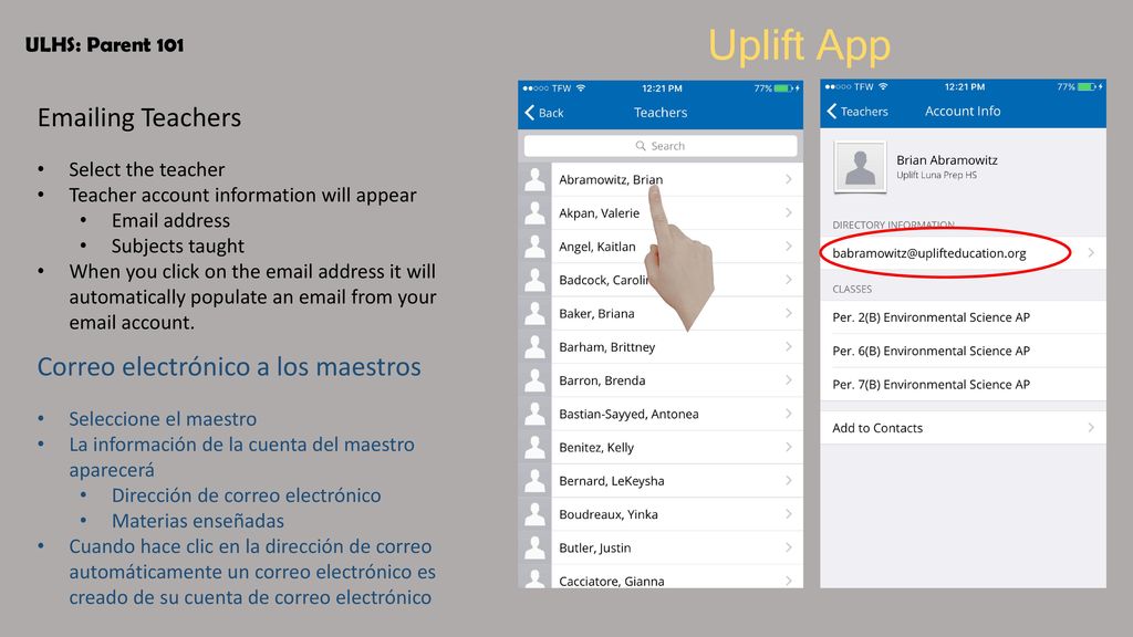 Uplift App  ing Teachers Correo electrónico a los maestros