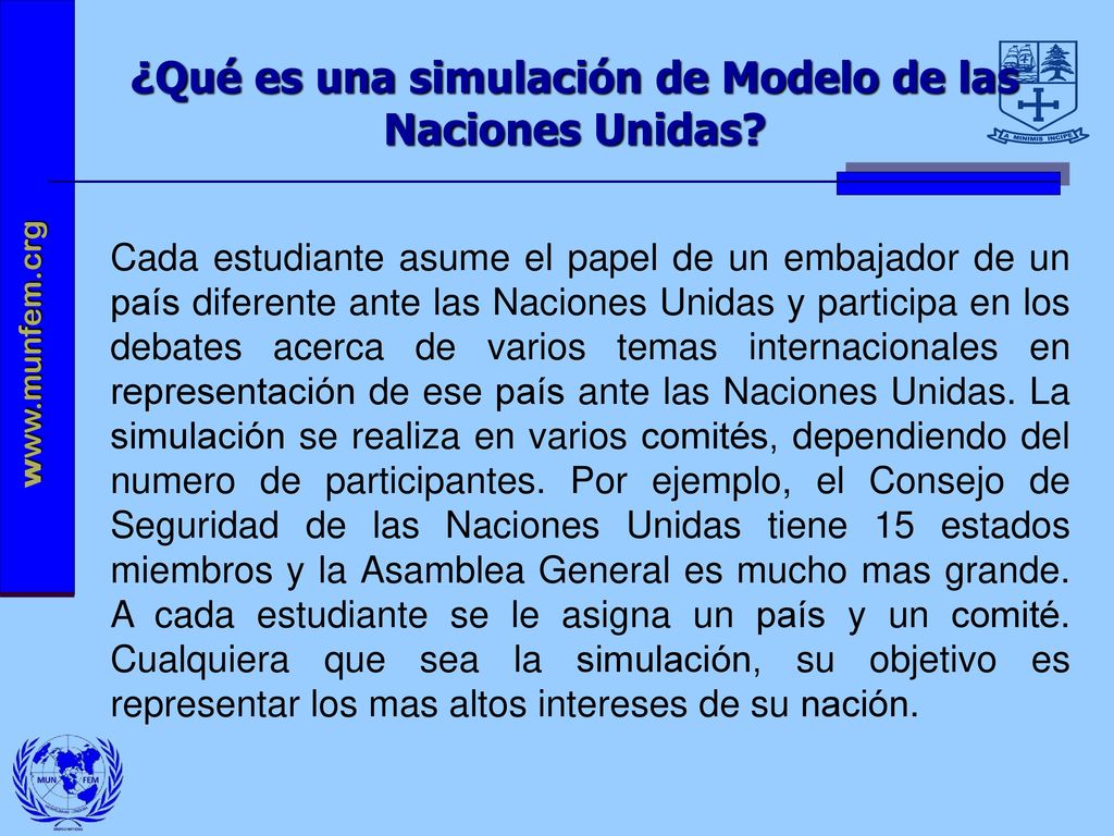¿Qué es una simulación de Modelo de las Naciones Unidas