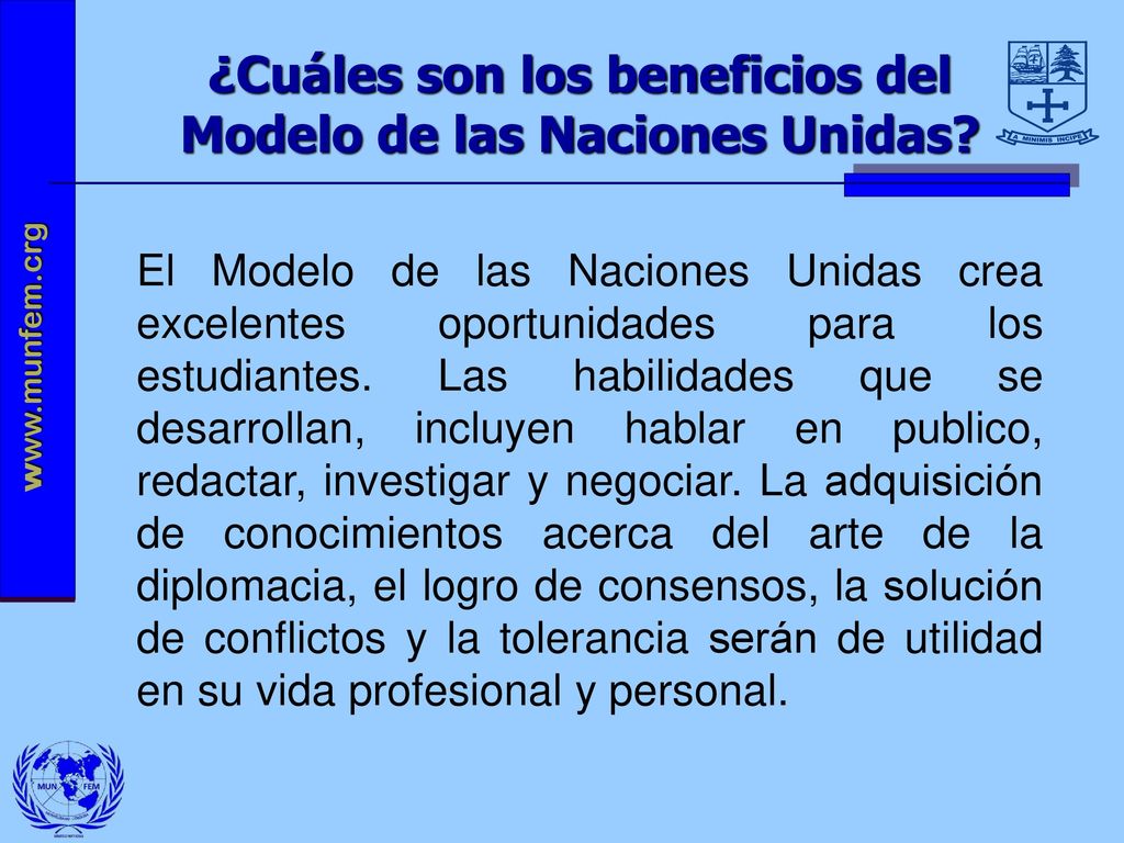 ¿Cuáles son los beneficios del Modelo de las Naciones Unidas