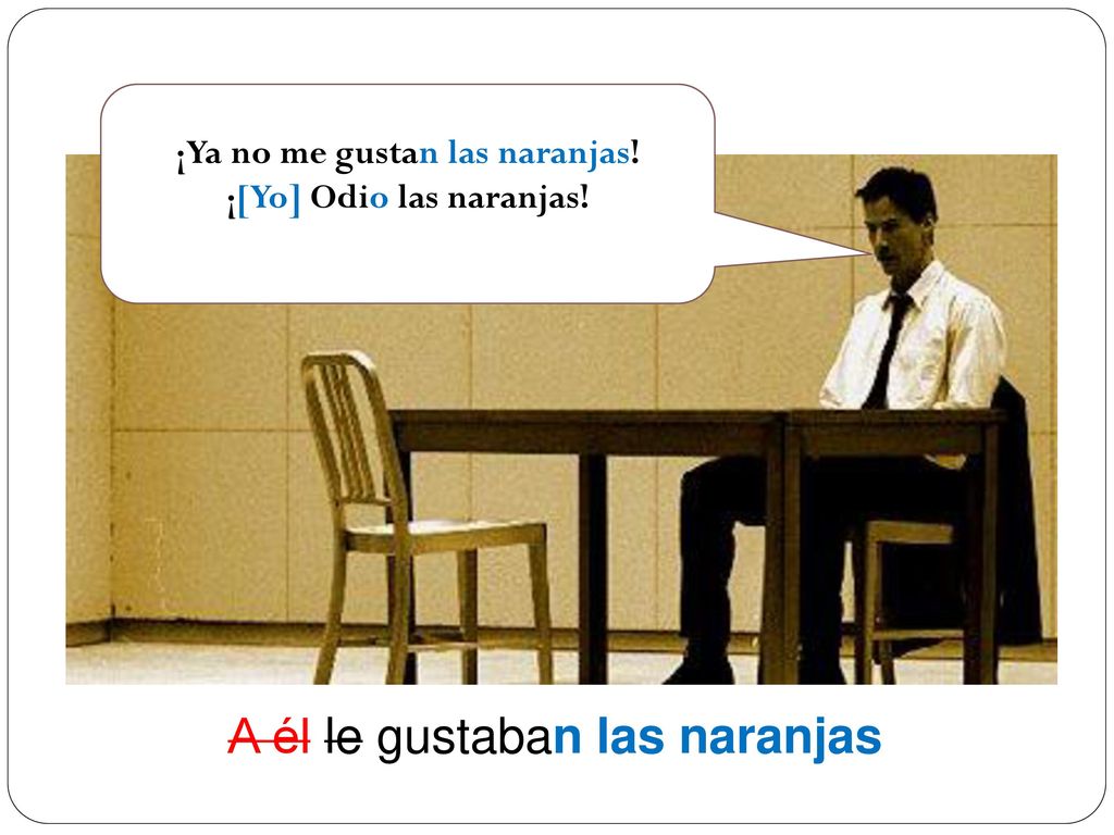 ¡Ya no me gustan las naranjas! ¡[Yo] Odio las naranjas!
