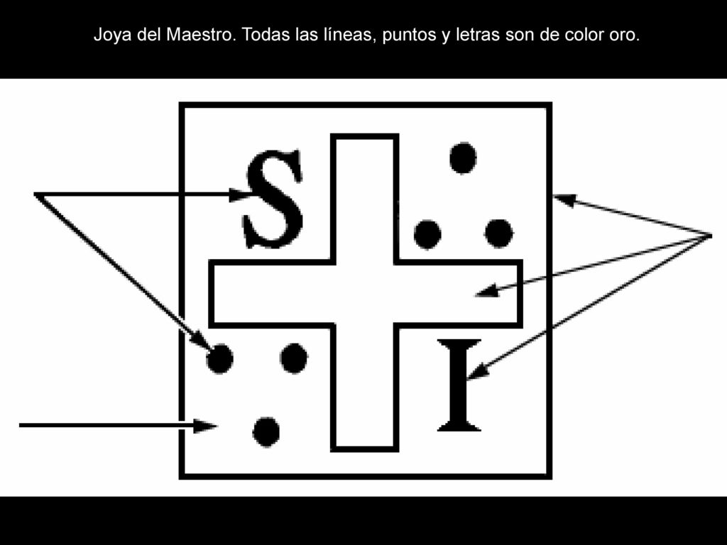 Joya del Maestro. Todas las líneas, puntos y letras son de color oro.