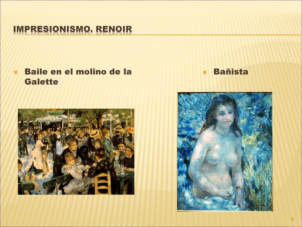 Impresionismo. RENOIR Baile en el molino de la Galette Bañista
