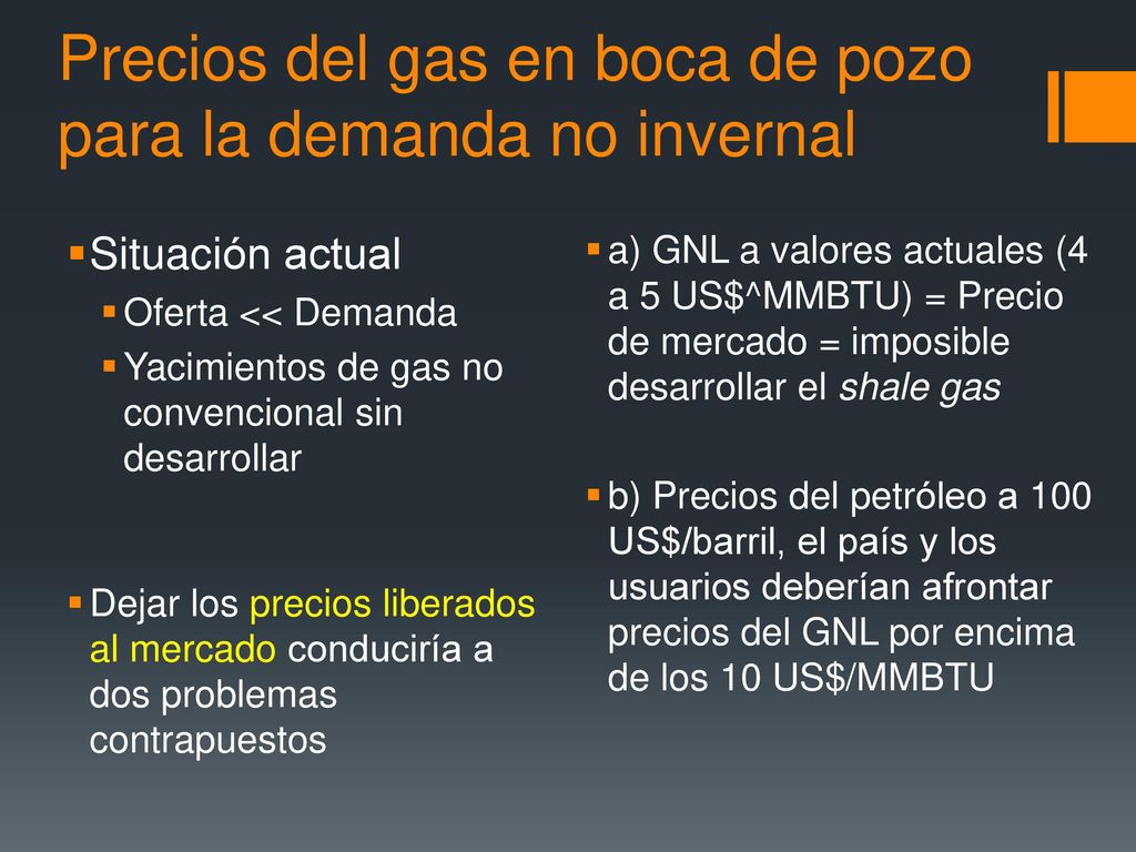 Precios del gas en boca de pozo para la demanda no invernal