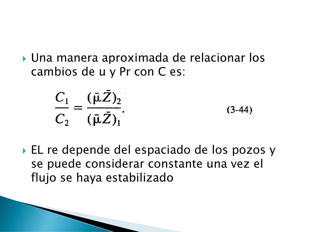 Una manera aproximada de relacionar los cambios de u y Pr con C es: