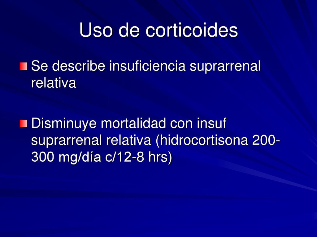 Uso de corticoides Se describe insuficiencia suprarrenal relativa