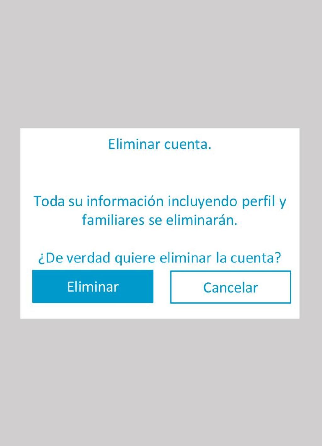 Toda su información incluyendo perfil y familiares se eliminarán.