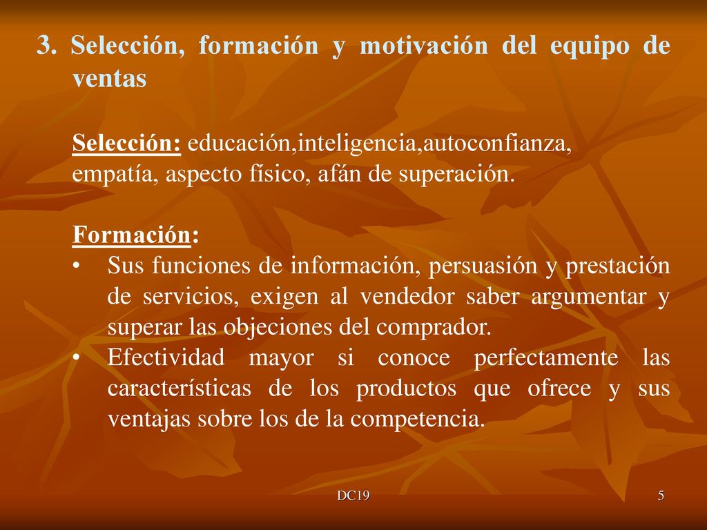 3. Selección, formación y motivación del equipo de ventas