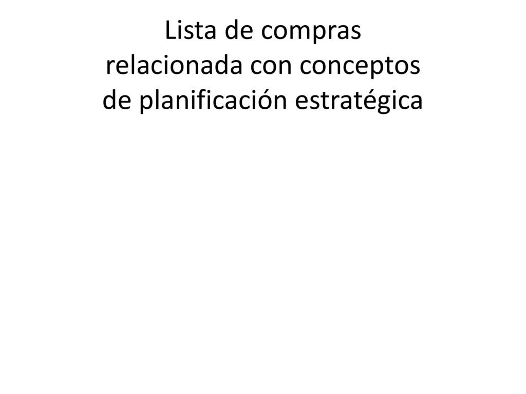 Lista de compras relacionada con conceptos de planificación estratégica