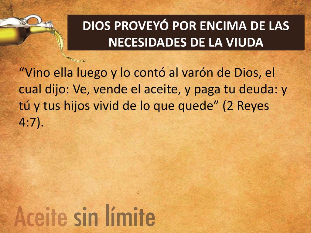DIOS PROVEYÓ POR ENCIMA DE LAS NECESIDADES DE LA VIUDA