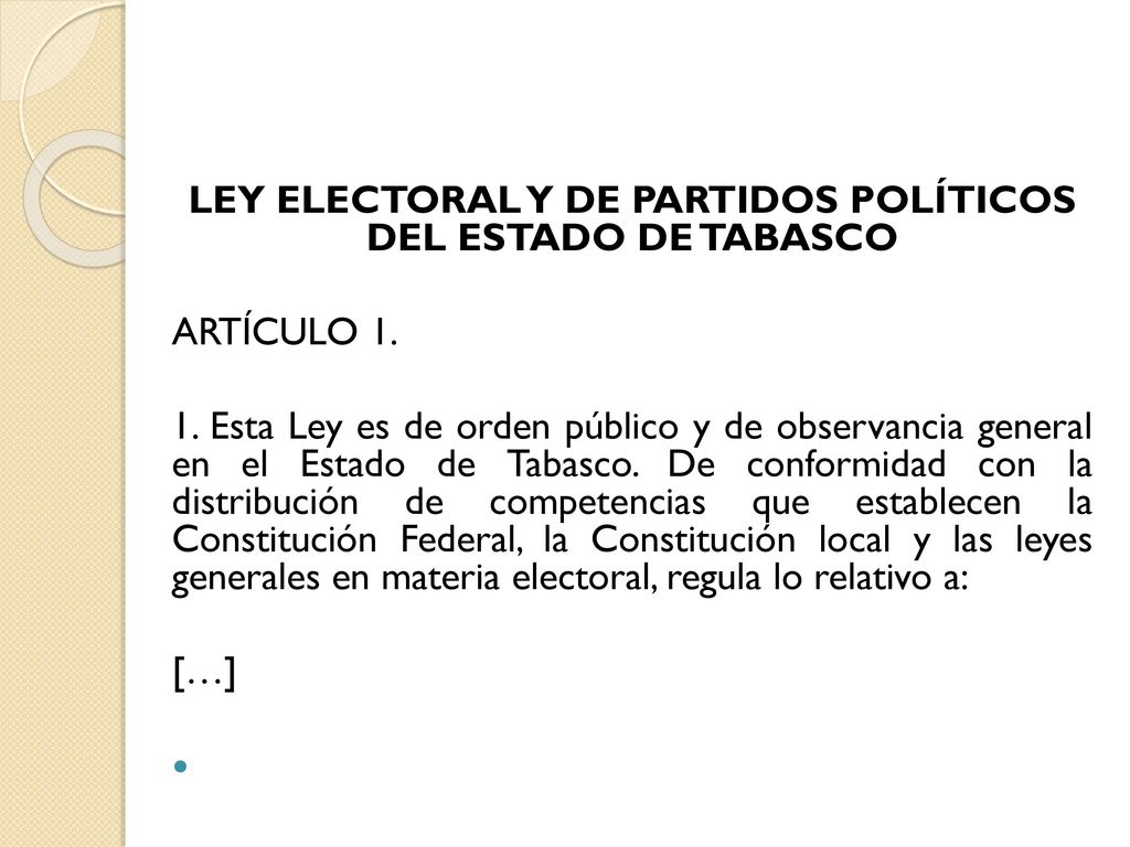 LEY ELECTORAL Y DE PARTIDOS POLÍTICOS DEL ESTADO DE TABASCO