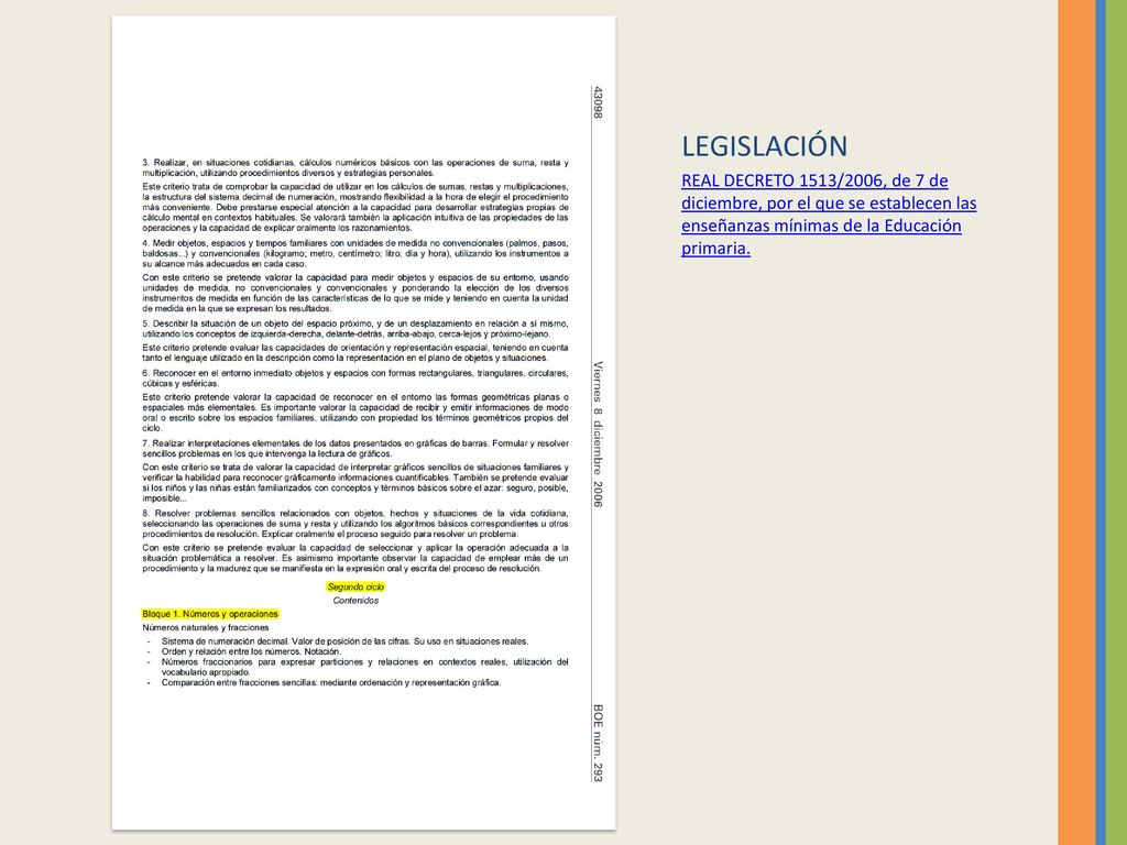 LEGISLACIÓN REAL DECRETO 1513/2006, de 7 de diciembre, por el que se establecen las enseñanzas mínimas de la Educación primaria.