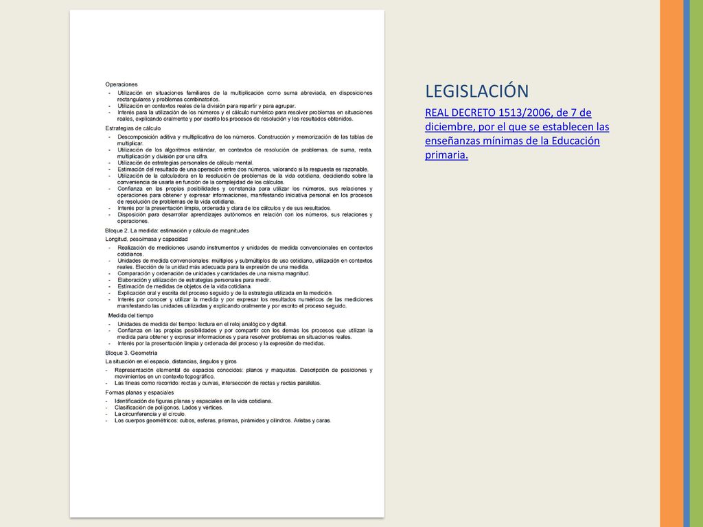 LEGISLACIÓN REAL DECRETO 1513/2006, de 7 de diciembre, por el que se establecen las enseñanzas mínimas de la Educación primaria.