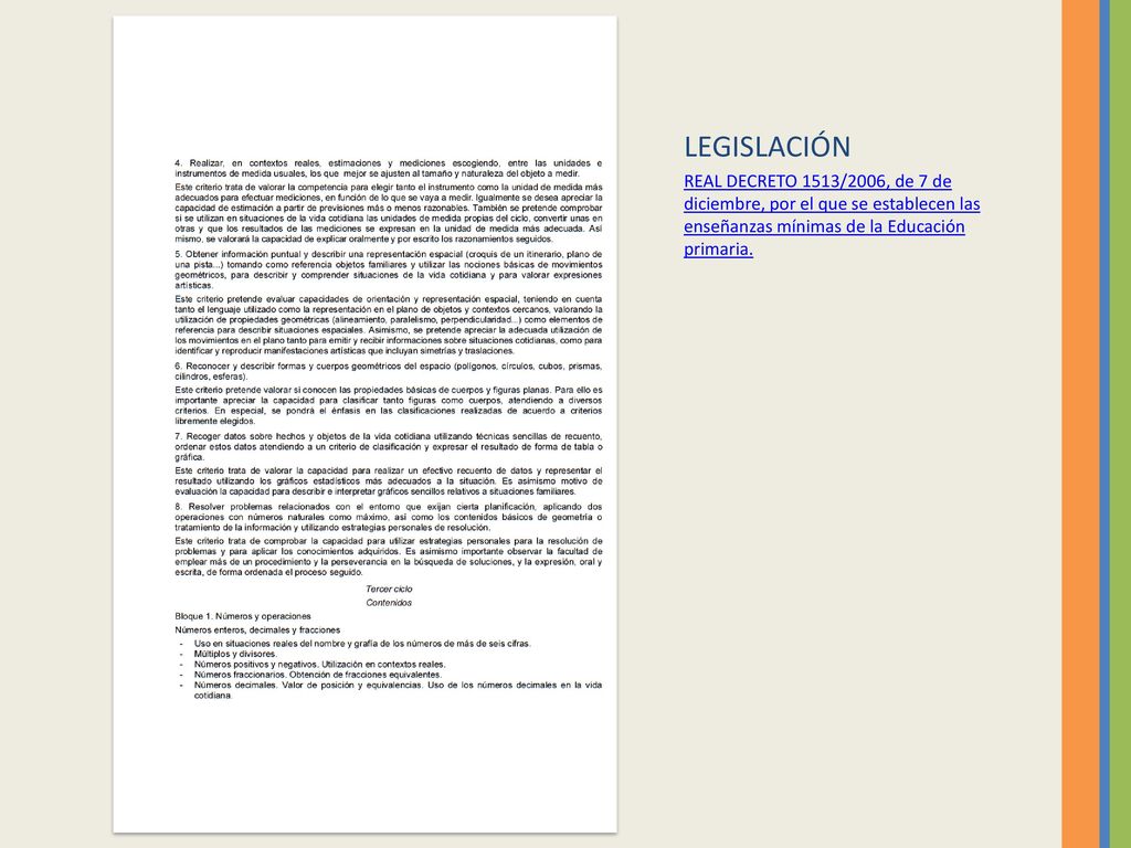 LEGISLACIÓN REAL DECRETO 1513/2006, de 7 de diciembre, por el que se establecen las enseñanzas mínimas de la Educación primaria.