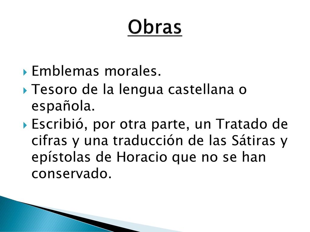 Obras Emblemas morales. Tesoro de la lengua castellana o española.