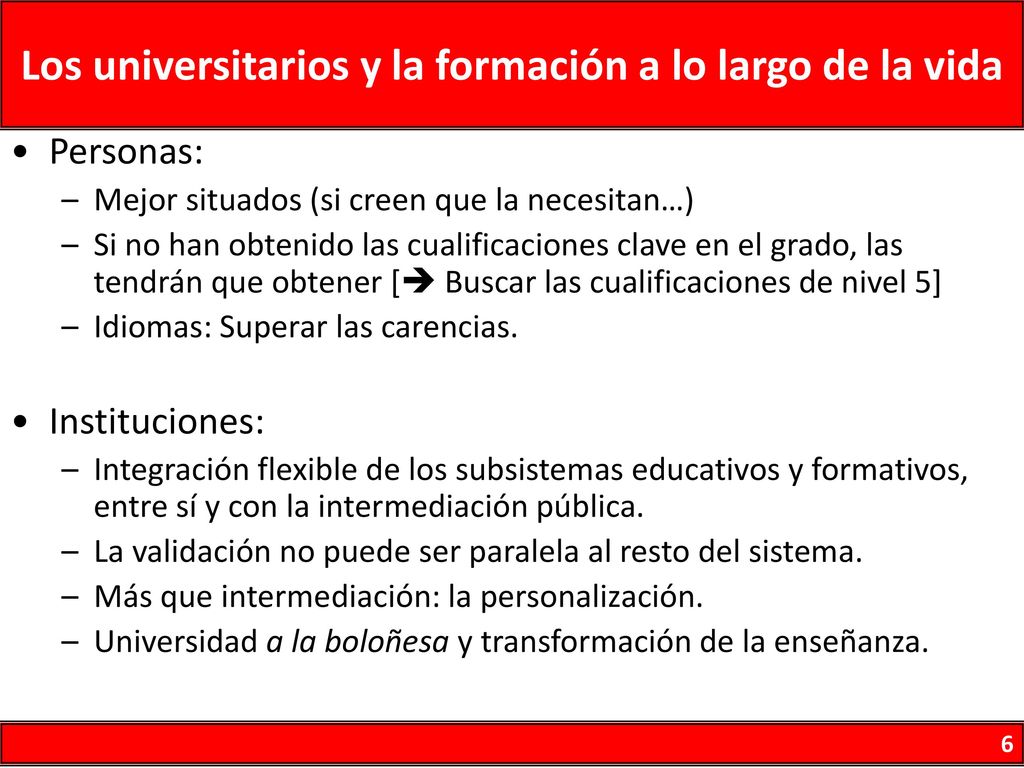 Los universitarios y la formación a lo largo de la vida