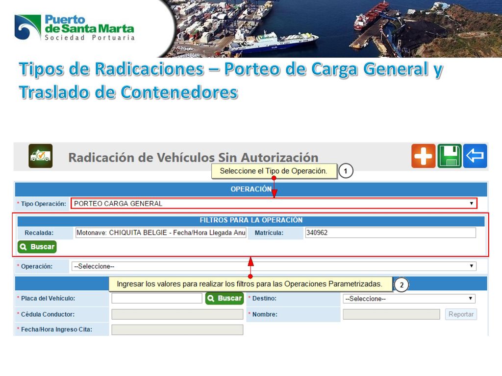 Tipos de Radicaciones – Porteo de Carga General y Traslado de Contenedores
