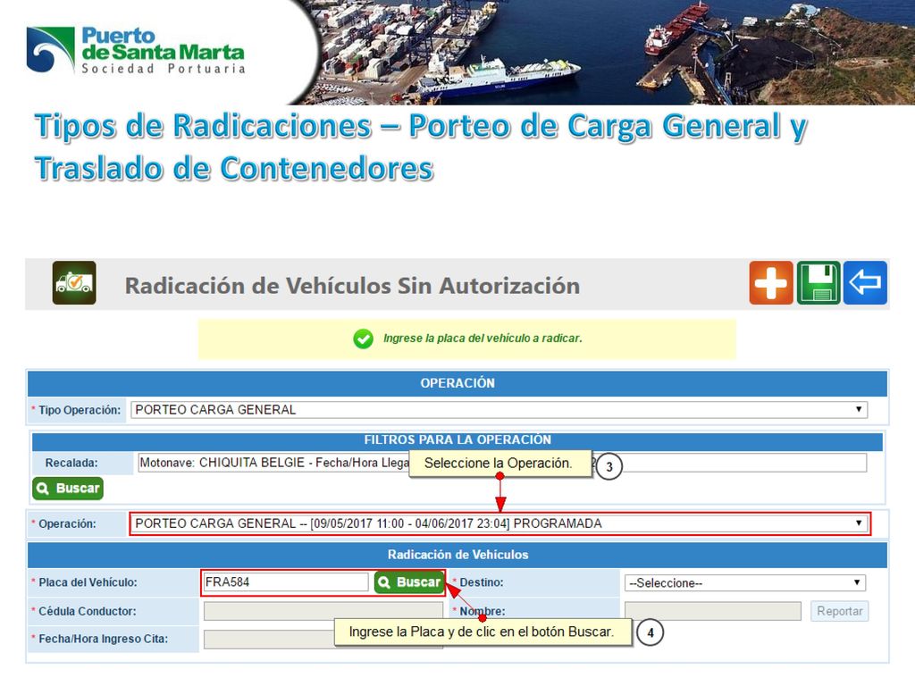 Tipos de Radicaciones – Porteo de Carga General y Traslado de Contenedores