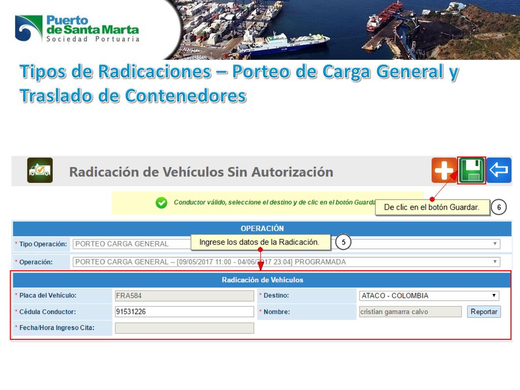 Tipos de Radicaciones – Porteo de Carga General y Traslado de Contenedores