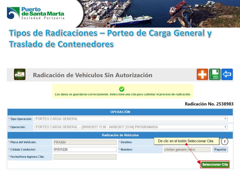 Tipos de Radicaciones – Porteo de Carga General y Traslado de Contenedores