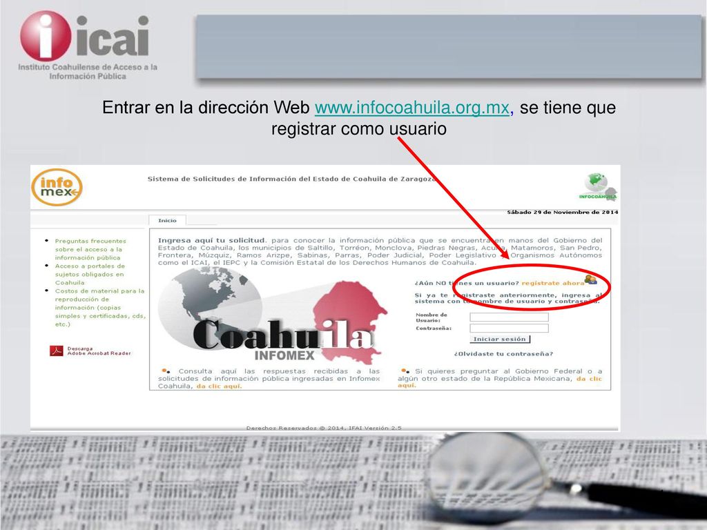 Entrar en la dirección Web   se tiene que registrar como usuario